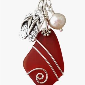 Elegant Silver and Red Pendant Necklace